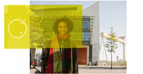 Female Student Outside Titanic Quarter Campus