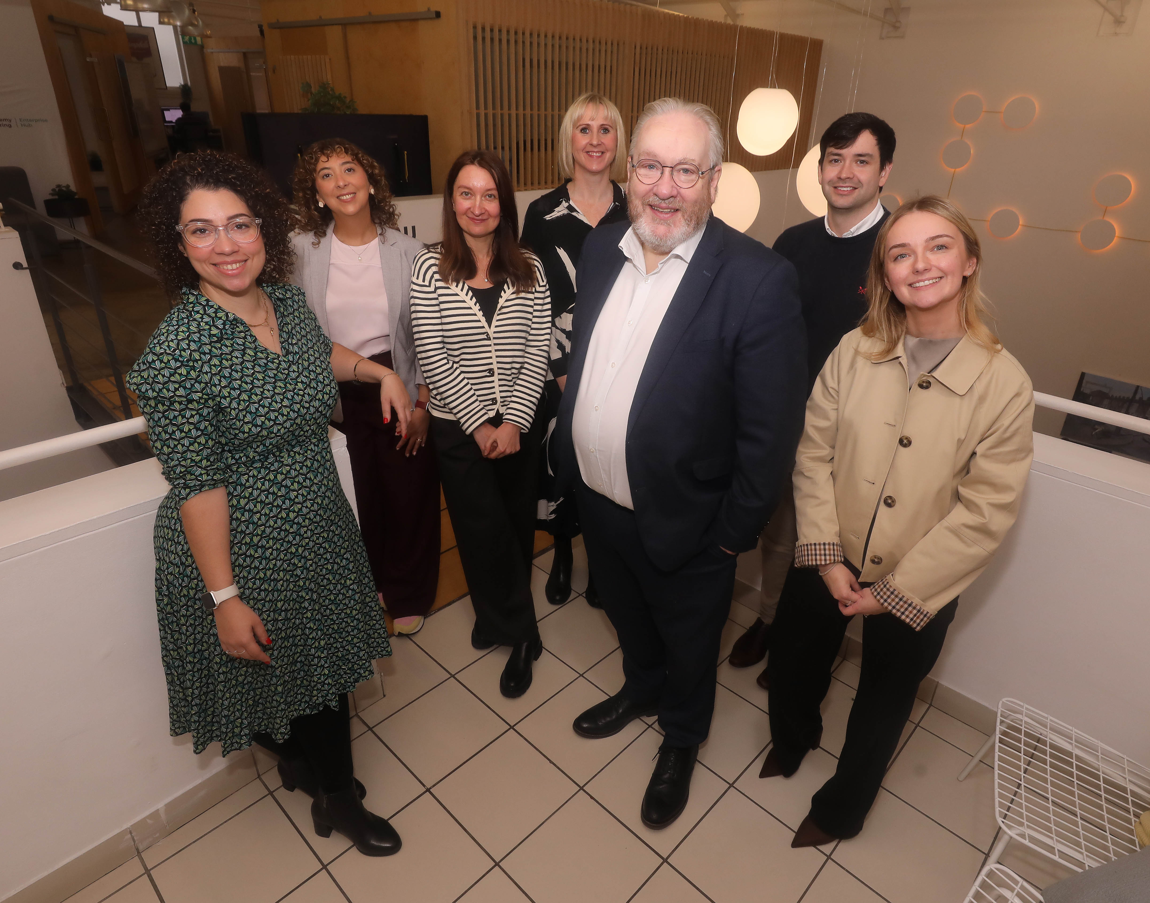 L-R: Juliana Germinio, Yellow Zest, Siham Aâriara, Deloitte, Yulia Davydenko, Yellow Zest, Diana Atchison, Belfast Met, Damian Duffy, Belfast Met, Peter McHugh, Danske Bank, Emma Stewart, Bank of America,