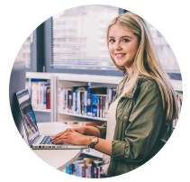 Student using laptop